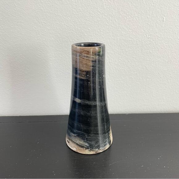 Vintage | Solid Marble Stone Small Vase Decor Design Dark Vein Accent Home Decor - Picture 1 of 8